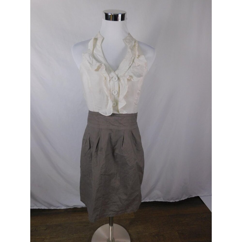 Charlotte Russe Dress Womens Small Gray Halter Ruffle Pleated Sundress Mini